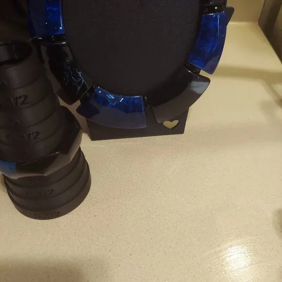 Elegant Blue and Black Necklace And Earrings Set plus a matching bangle bracelet - Picture 6 of 6